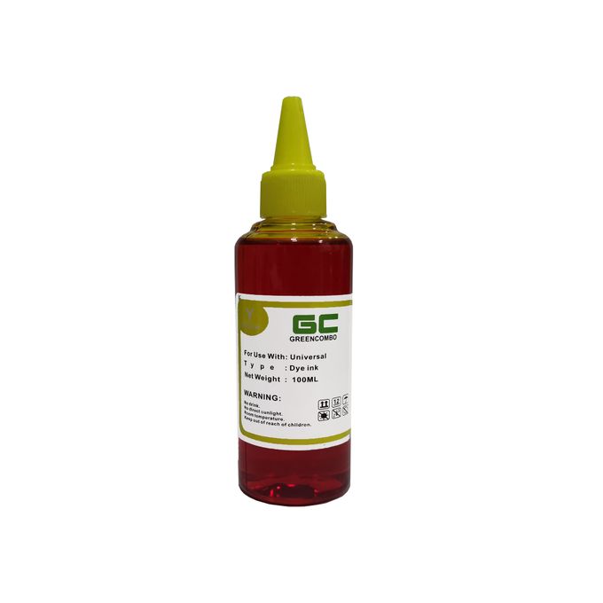 GreenCombo Bouteille D'encre Greencombo - Compatible Epson & Canon à Réservoir - 100ML - Jaune GreenCombo Bouteille D'encre Greencombo - Compatible Epson & Canon à Réservoir - 100ML - Jaune